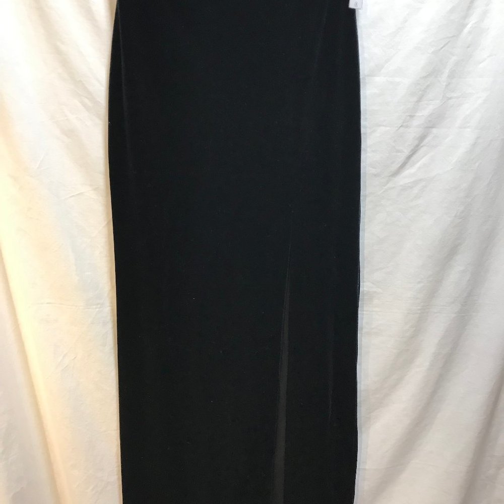 Womens skirt 40" long with 26" split front Kay Celine  black velvet designer NWT